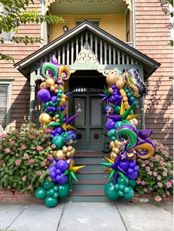 A burst of color balloon decoration inspiration from the supplied reference