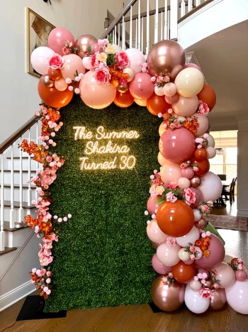 Garden party balloon decoration inspiration from the supplied reference